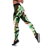 Polynesian Art Tattoo Leggings Plumeria Flowers Green Gradient LT05 Green - Polynesian Pride