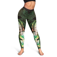 Polynesian Art Tattoo Leggings Plumeria Flowers Green Gradient LT05 - Polynesian Pride