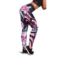 Polynesian Art Tattoo Leggings Plumeria Flowers Pink Gradient LT05 - Polynesian Pride