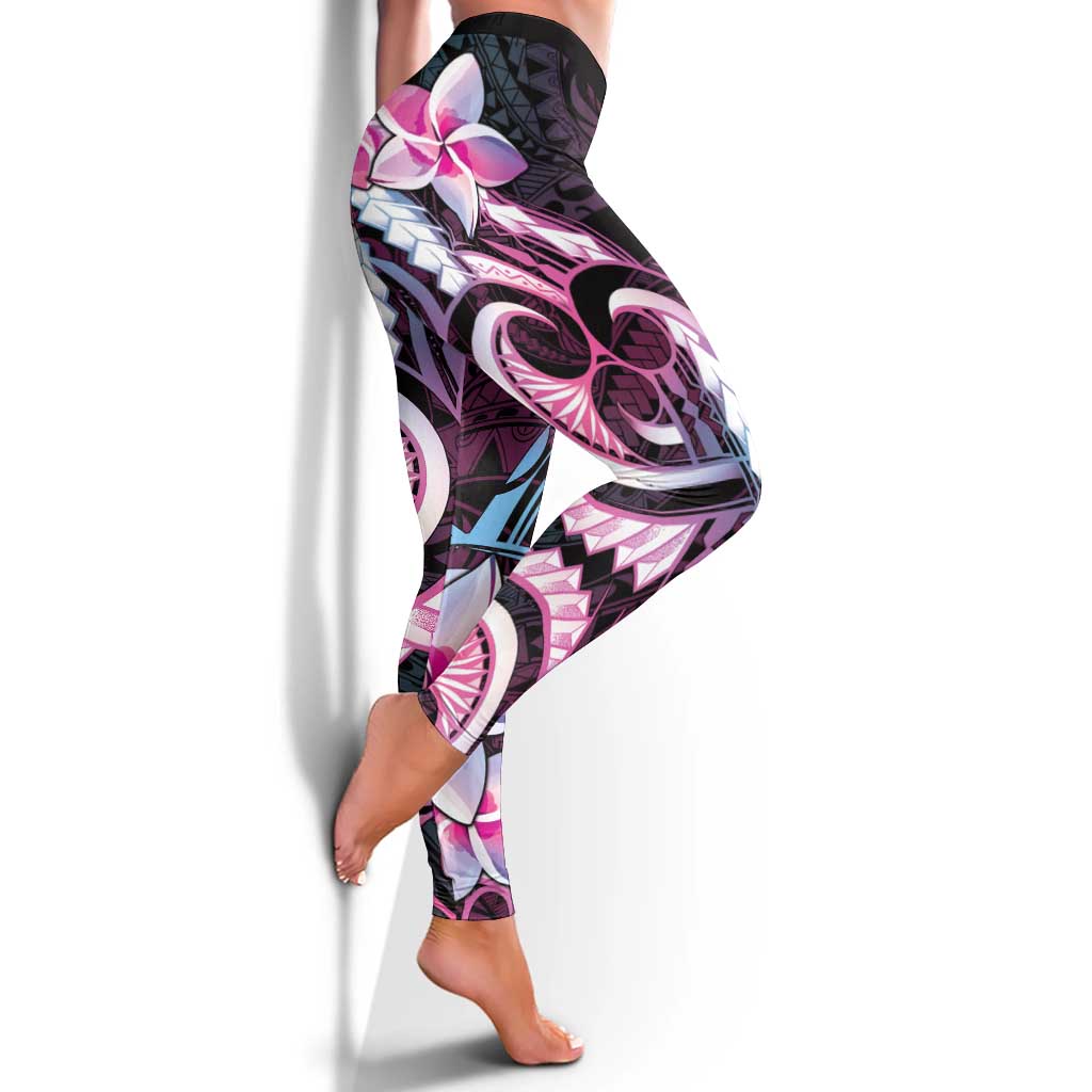 Polynesian Art Tattoo Leggings Plumeria Flowers Pink Gradient LT05 - Polynesian Pride