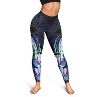 Polynesian Art Tattoo Leggings Plumeria Flowers Turquoise Gradient LT05 - Polynesian Pride