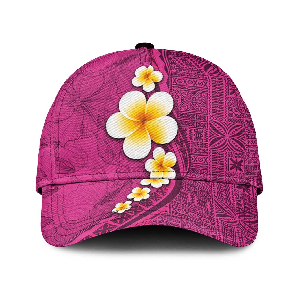 Polynesian Hibiscus and Plumeria Tapa Pattern Classic Cap Pink Color LT03