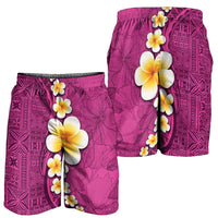 Polynesian Hibiscus and Plumeria Tapa Pattern Shorts for Men Pink Color LT03 - Polynesian Pride