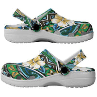 Polynesian Hibiscus Tropical Green Floral Clogs Shoes Tribal Pattern - Polynesian Pride