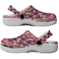 Polynesian Monstera Tiare Floral Clogs Shoes Fuchsia Tropical Plaid - Polynesian Pride