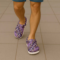 Polynesian Monstera Tiare Floral Clogs Shoes Lavender Tropical Plaid - Polynesian Pride