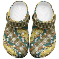 Polynesian Monstera Tiare Floral Clogs Shoes Yellow Tropical Plaid - Polynesian Pride