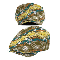 Polynesian Monstera Tiare Floral Jeff Hat Yellow Tropical Plaid - Polynesian Pride
