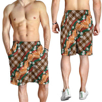 Polynesian Monstera Tiare Floral Shorts for Men Chocolate Brown Tropical Plaid LT01 - Polynesian Pride