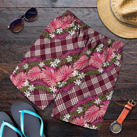 Polynesian Monstera Tiare Floral Shorts for Men Fuchsia Tropical Plaid LT01 Pink - Polynesian Pride