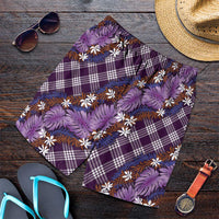 Polynesian Monstera Tiare Floral Shorts for Men Lavender Tropical Plaid LT01 Purple - Polynesian Pride