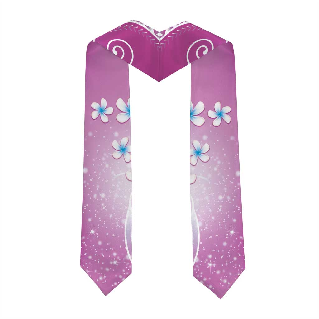 Polynesian Pattern Graduation Stole With Plumeria Pink LT05 - Polynesian Pride
