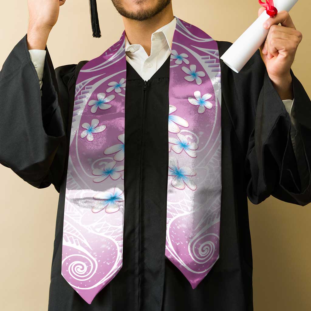 Polynesian Pattern Graduation Stole With Plumeria Pink LT05 - Polynesian Pride