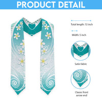 Polynesian Pattern Graduation Stole With Plumeria Teal LT05 - Polynesian Pride