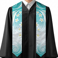 Polynesian Pattern Graduation Stole With Plumeria Teal LT05 - Polynesian Pride