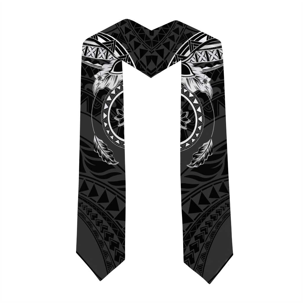 Polynesian Pattern With Plumeria Flowers Graduation Stole Black LT05 - Polynesian Pride