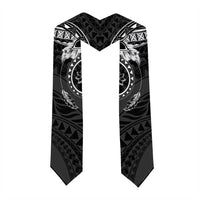 Polynesian Pattern With Plumeria Flowers Graduation Stole Black LT05 - Polynesian Pride