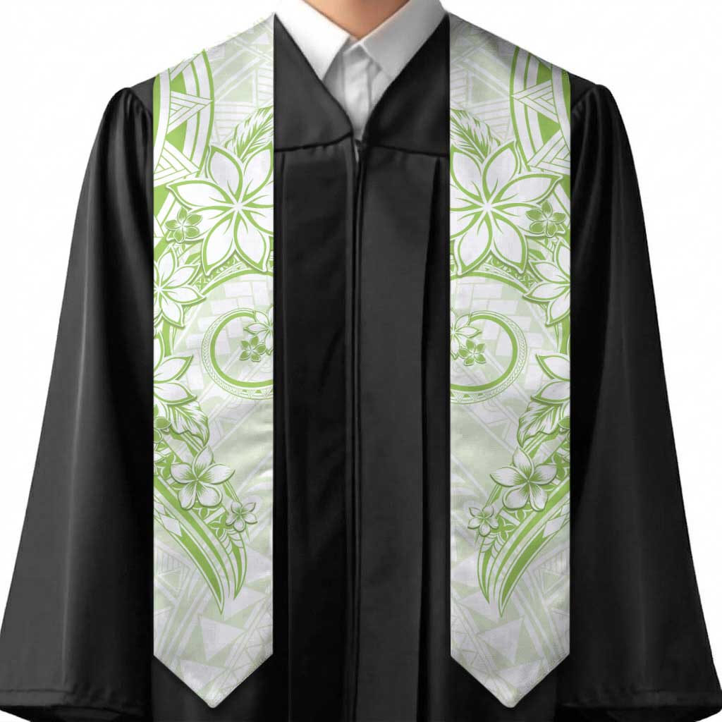 Polynesian Pattern With Plumeria Flowers Graduation Stole Lime Green LT05 - Polynesian Pride
