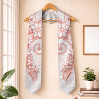 Polynesian Pattern With Plumeria Flowers Graduation Stole Orange Peach LT05 One Size Peach - Polynesian Pride