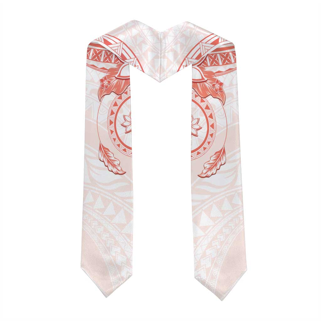 Polynesian Pattern With Plumeria Flowers Graduation Stole Orange Peach LT05 - Polynesian Pride