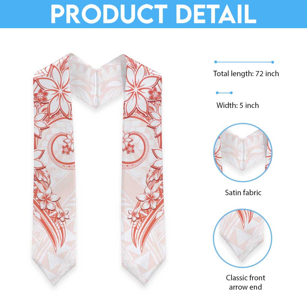 Polynesian Pattern With Plumeria Flowers Graduation Stole Orange Peach LT05 - Polynesian Pride