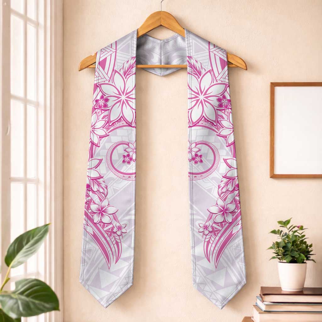 Polynesian Pattern With Plumeria Flowers Graduation Stole Pink LT05 One Size Pink - Polynesian Pride