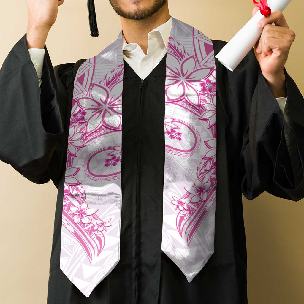 Polynesian Pattern With Plumeria Flowers Graduation Stole Pink LT05 - Polynesian Pride