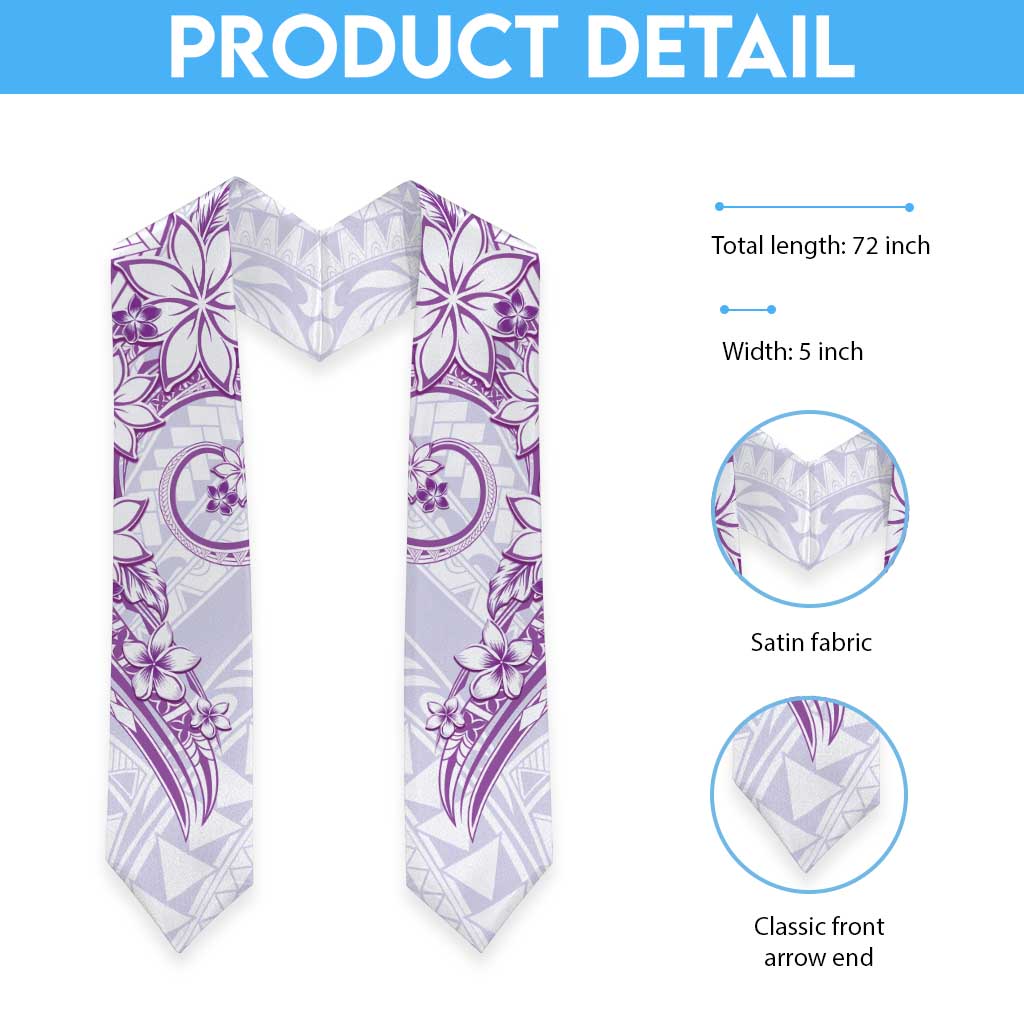 Polynesian Pattern With Plumeria Flowers Graduation Stole Purple LT05 - Polynesian Pride