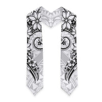 Polynesian Pattern With Plumeria Flowers Graduation Stole White