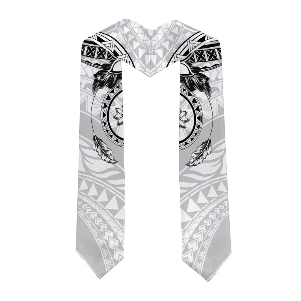 Polynesian Pattern With Plumeria Flowers Graduation Stole White