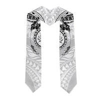 Polynesian Pattern With Plumeria Flowers Graduation Stole White