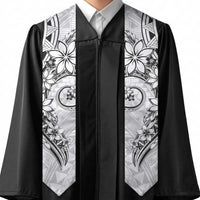 Polynesian Pattern With Plumeria Flowers Graduation Stole White