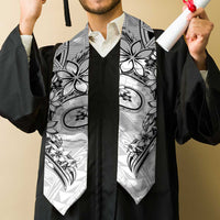Polynesian Pattern With Plumeria Flowers Graduation Stole White