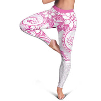 Polynesian Pattern With Plumeria Flowers Leggings Pink - Polynesian Pride