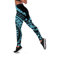 Polynesian Pride Leggings Turtle Hibiscus Luxury Style - Aquamarine - Polynesian Pride
