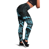 Polynesian Pride Leggings Turtle Hibiscus Luxury Style - Aquamarine - Polynesian Pride