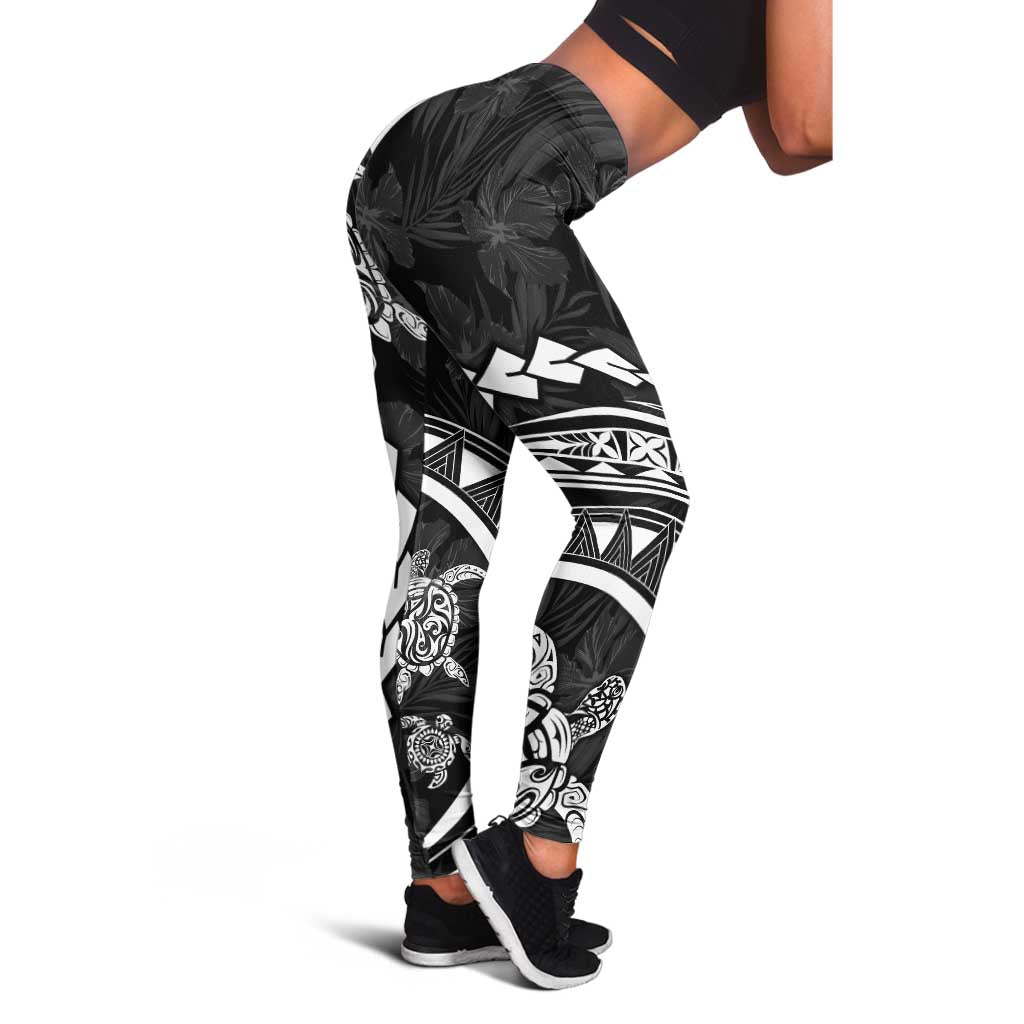 Polynesian Pride Leggings Turtle Hibiscus Luxury Style - Black - Polynesian Pride
