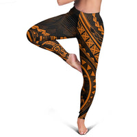 Polynesian Pride Leggings Turtle Hibiscus Luxury Style - Orange - Polynesian Pride