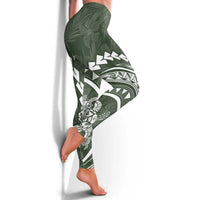 Polynesian Pride Leggings Turtle Hibiscus Luxury Style - Sage - Polynesian Pride