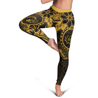 Polynesian Sunset Plumeria Leggings Gold Polynesian Tattoo - Polynesian Pride