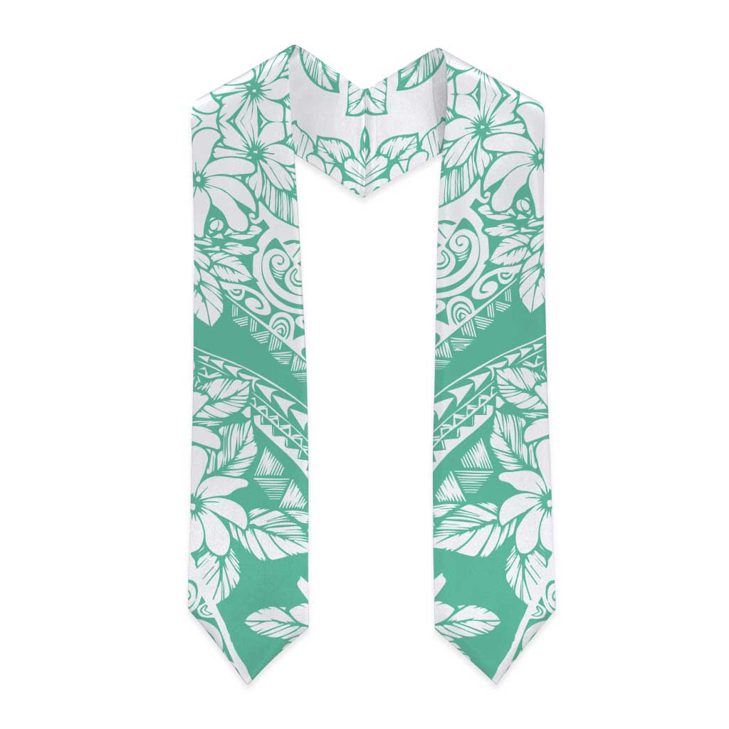 Polynesian Tiare Flower Cyan Pastel Graduation Stole LT14 - Polynesian Pride