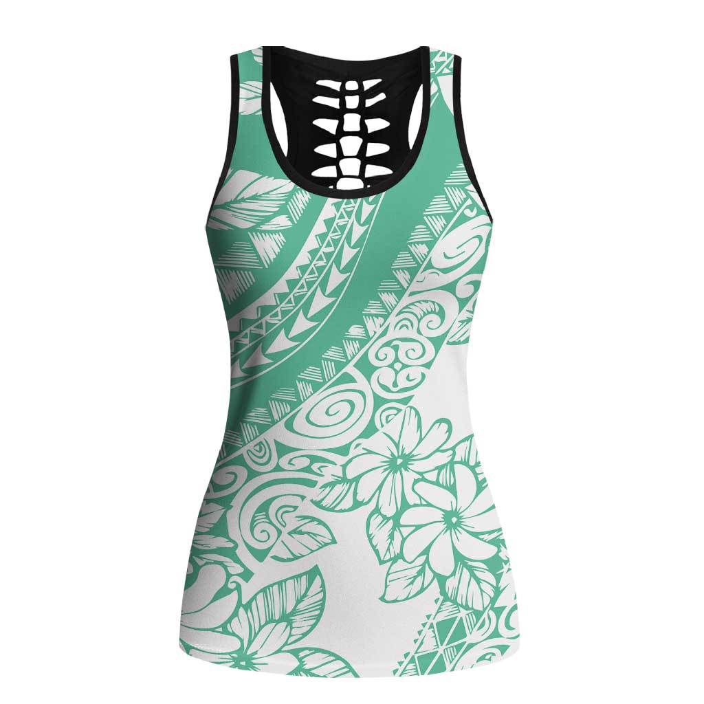 Polynesian Tiare Flower Cyan Pastel Hollow Tank Top LT14 Female Cyan - Polynesian Pride