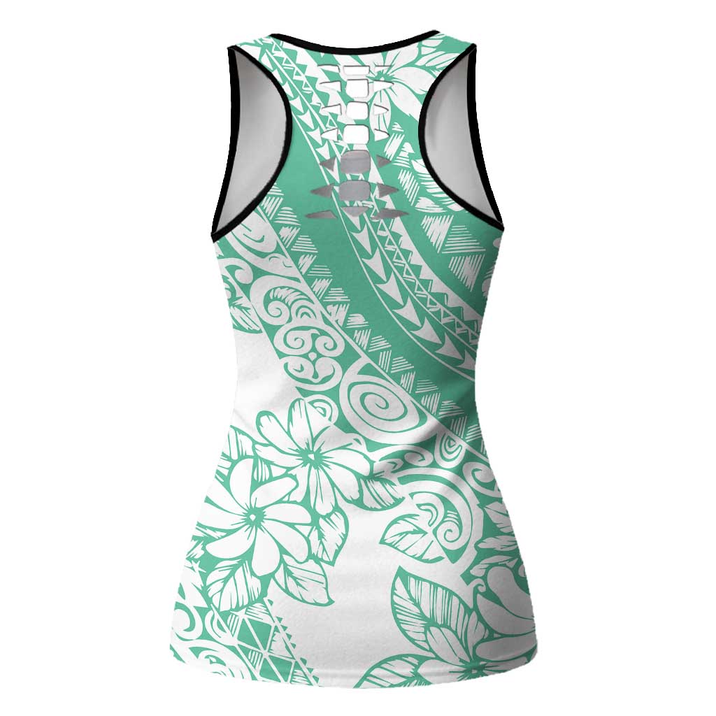 Polynesian Tiare Flower Cyan Pastel Hollow Tank Top LT14 - Polynesian Pride