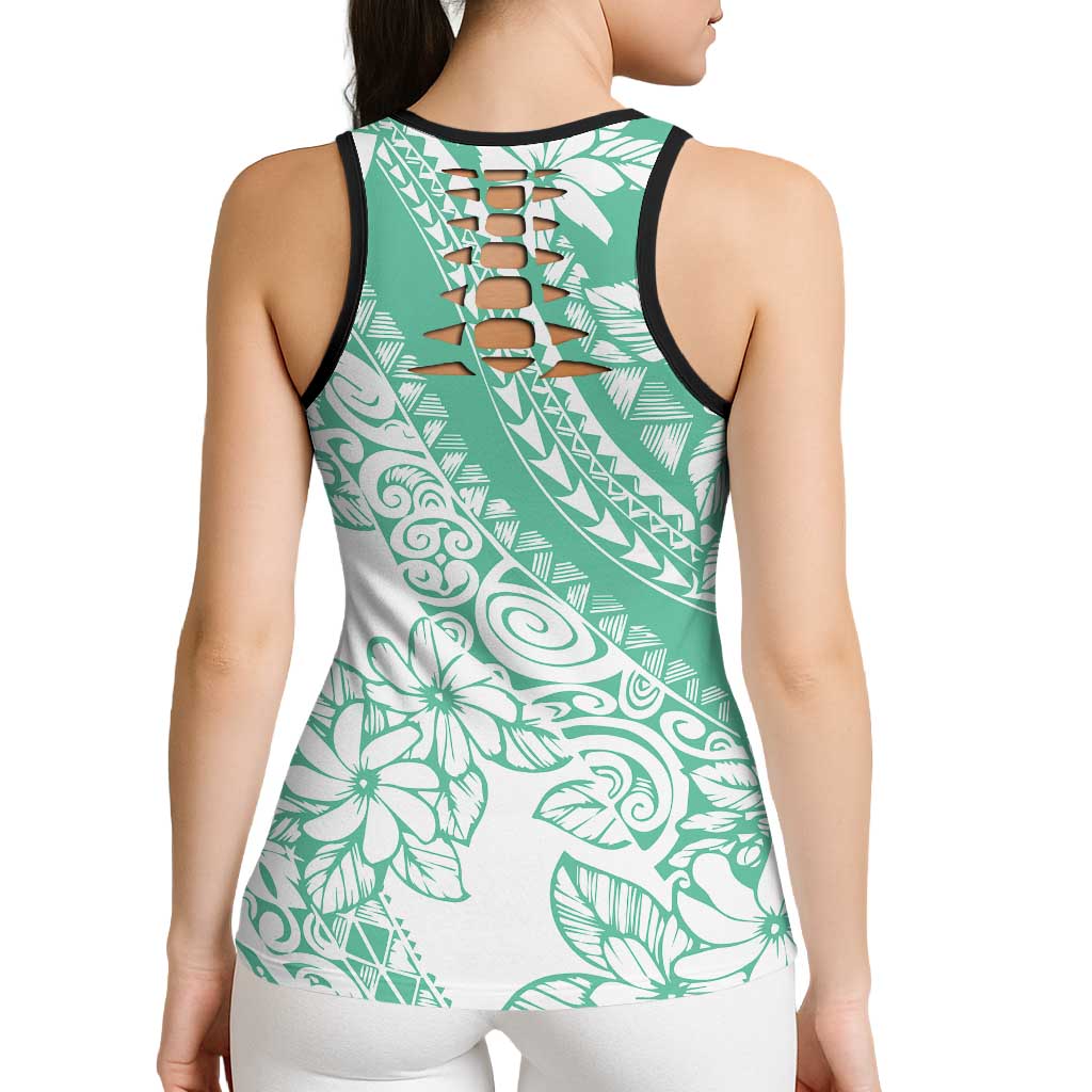 Polynesian Tiare Flower Cyan Pastel Hollow Tank Top LT14 - Polynesian Pride