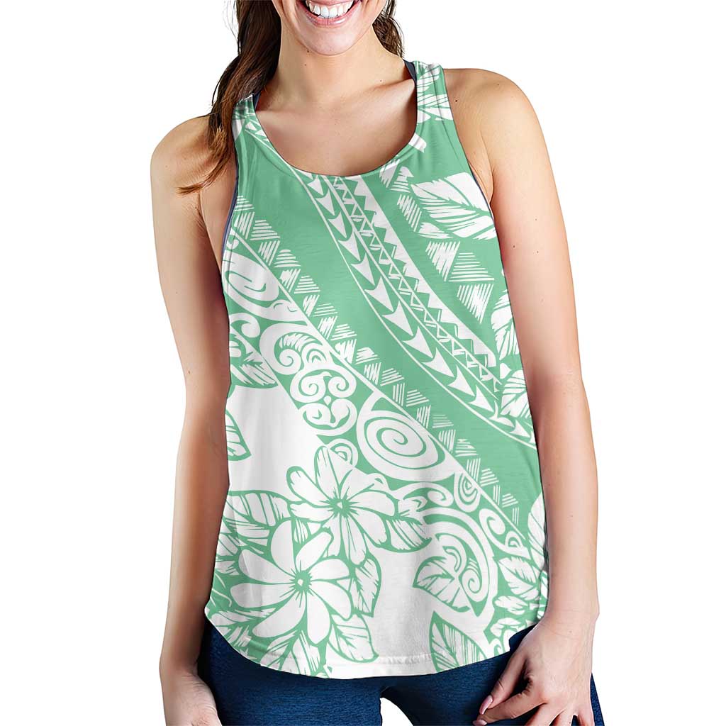 Polynesian Tiare Flower Cyan Pastel Women Racerback Tank LT14 - Polynesian Pride