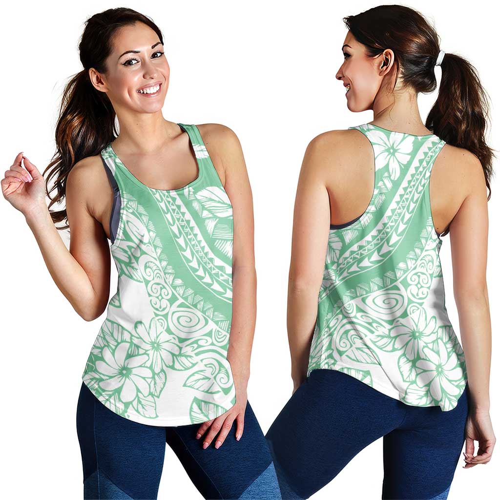 Polynesian Tiare Flower Cyan Pastel Women Racerback Tank LT14 - Polynesian Pride