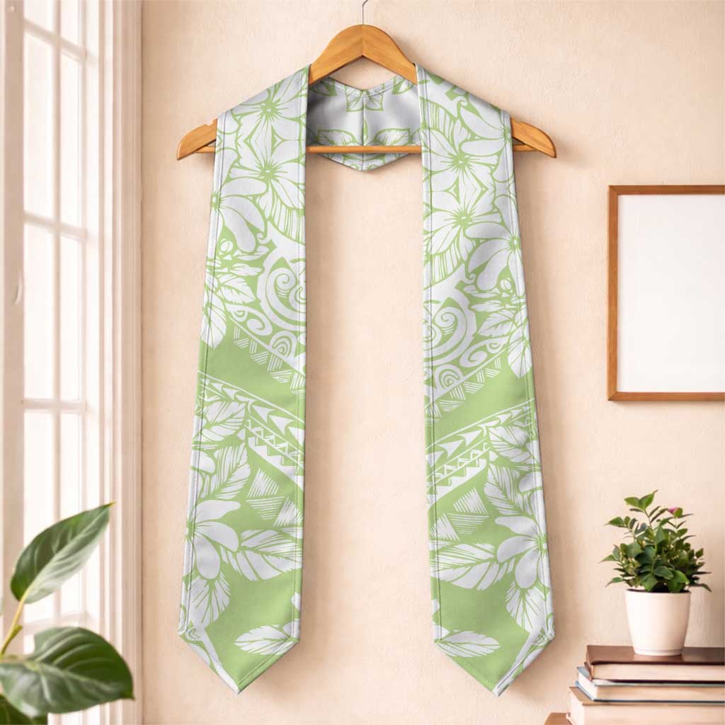 Polynesian Tiare Flower Sage Green Pastel Graduation Stole LT14 One Size Sage Green - Polynesian Pride