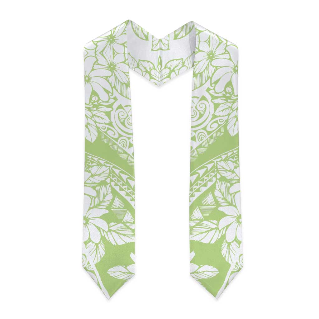 Polynesian Tiare Flower Sage Green Pastel Graduation Stole LT14 - Polynesian Pride