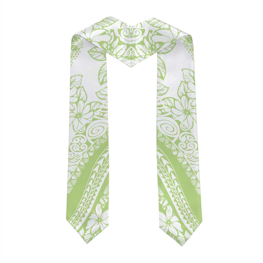 Polynesian Tiare Flower Sage Green Pastel Graduation Stole LT14 - Polynesian Pride