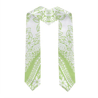 Polynesian Tiare Flower Sage Green Pastel Graduation Stole LT14 - Polynesian Pride